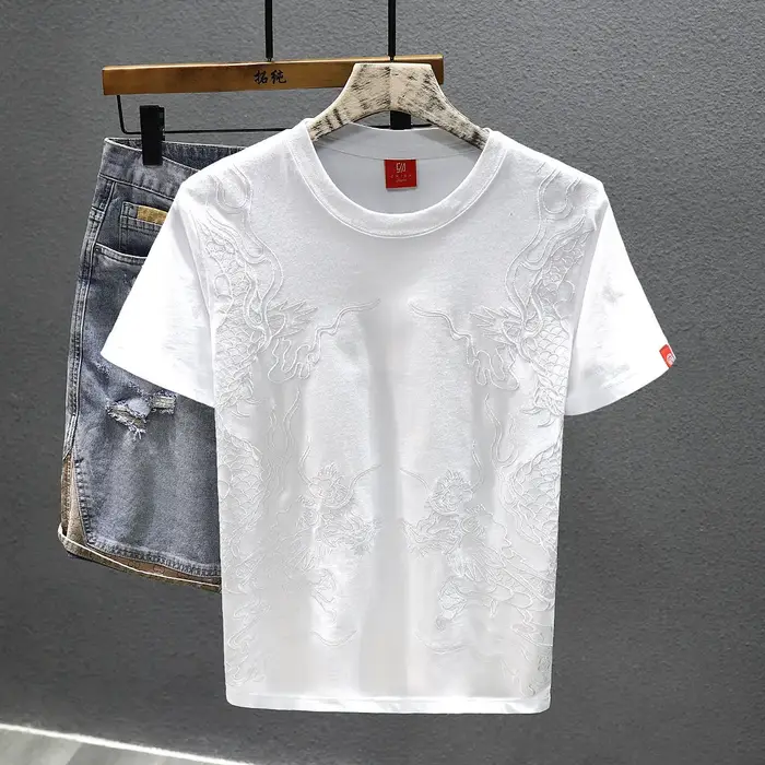 T-shirt manches courtes brodé de Style chinois pour hommes