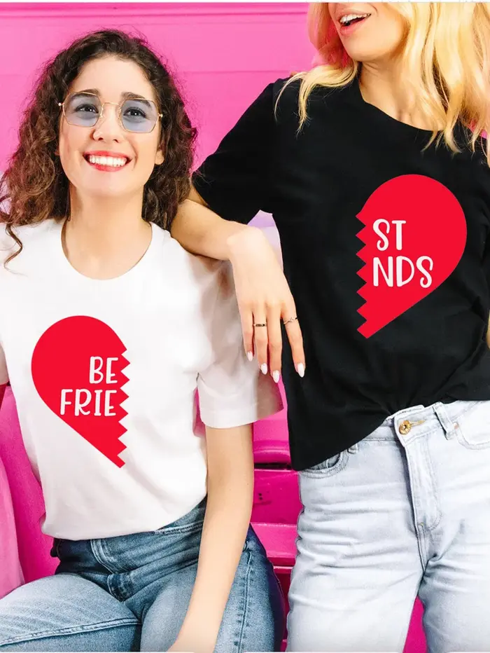 T-shirt en coton en forme de cœur pour femmes