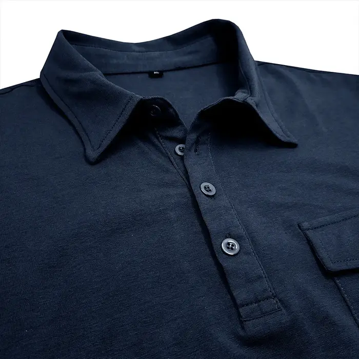 T-shirts bleu marine à manches courtes pour hommes avec poche poitrine