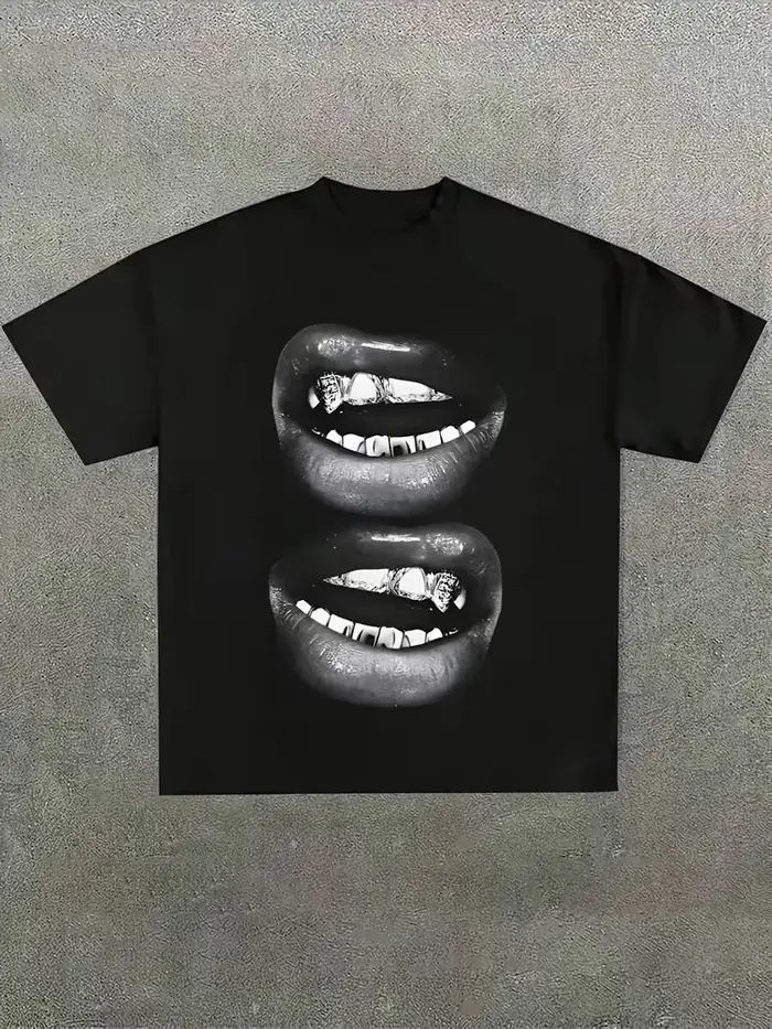 T-shirt imprimé motif lèvres