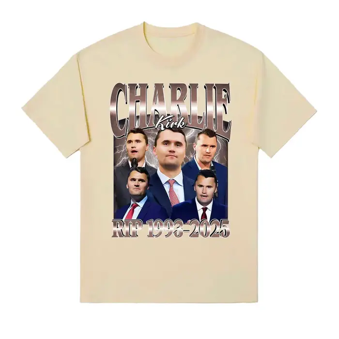 Comique Charlie Kirk RIP 1993-2025 politique commémorative rétro graphique hommes et femmes été imprimé pur T-shirt