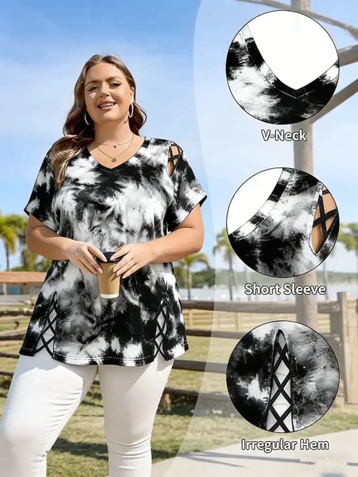 T-shirt Grande Taille Femme Été Manches Courtes Décontracté Ample Mode Pull Oversize