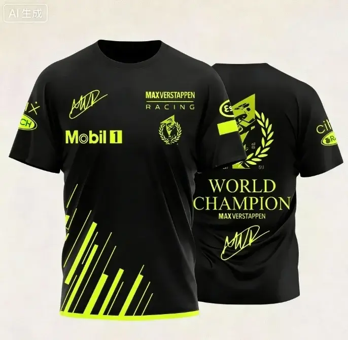 T-shirt avec la signature du champion du monde et les logos de l'événement