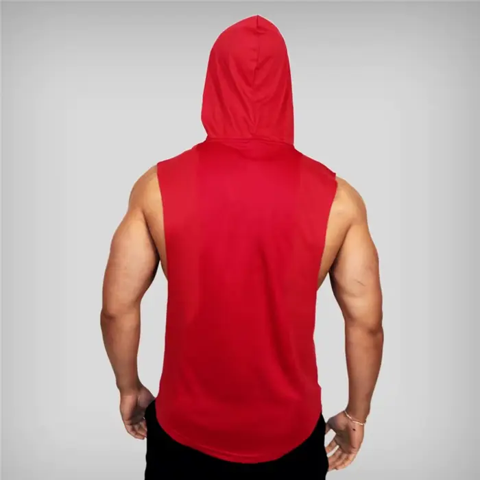 Vêtements de gymnastique à capuche été coton Fitness débardeurs côté ouvert hommes entraînement Muscles gilets musculation sans manches sweat à capuche ample