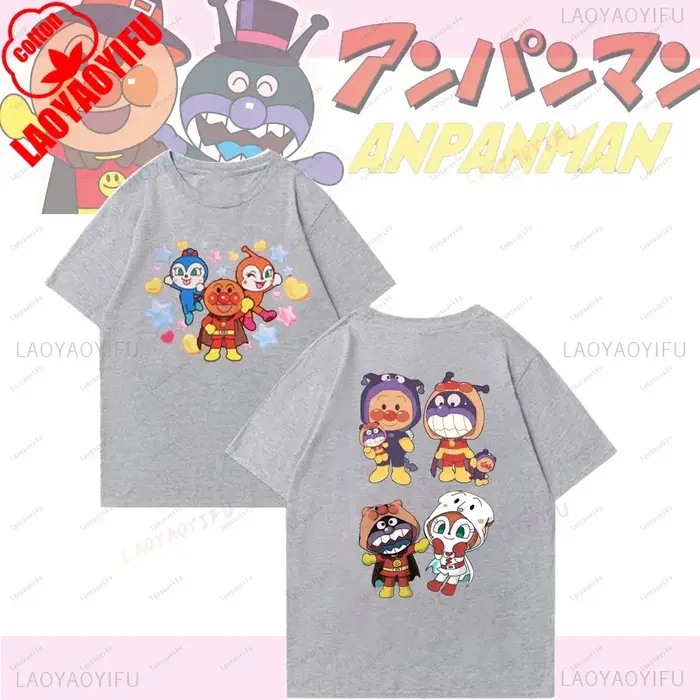 Anpanman mignon dessin animé drôle hauts unisexe femmes hommes t-shirt Hipster à manches courtes nou