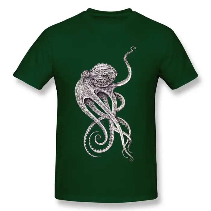 T-shirt à manches courtes imprimé pieuvre rétro pour hommes