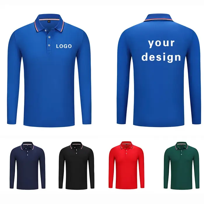 Polo en polyester à manches longues pour hommes et femmes