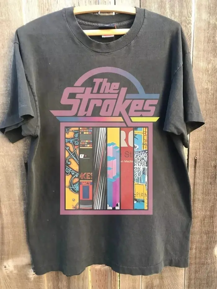 T-shirt gris anthracite avec couverture d'album The Strokes Band, taille S-4XL, décontracté, pour to