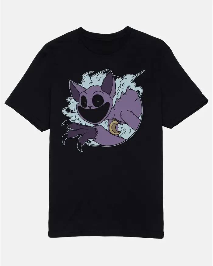 T-shirt CatNap Cartoon Moon Black Tee Poppy Game Time – Nouvelle collection été 2026 – Vêtements pour hommes et femmes