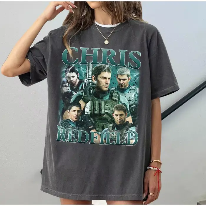 Chris Redfield Gaming imprimé T-shirt femme mode tendance haut printemps/été pur coton unisexe