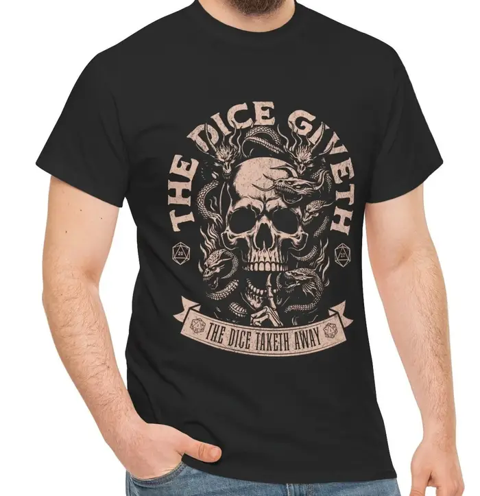 Dnd t-shirt les dés Giveth et les dés Taketh Away D20 détail pour les joueurs de donjons et de dragons cadeau pour DM Game Master