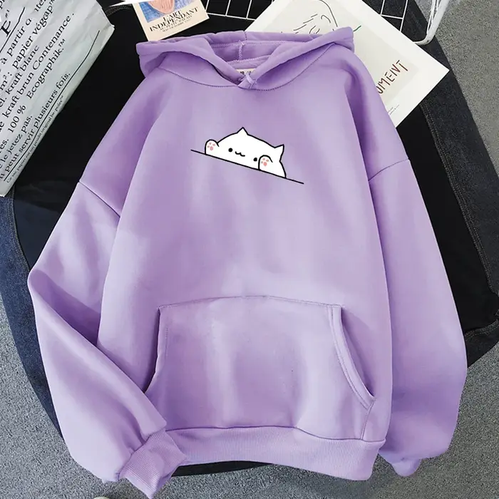 Sweat à capuche pour hommes, pull ample, décontracté, imprimé de chat de dessin animé, mode, Style c