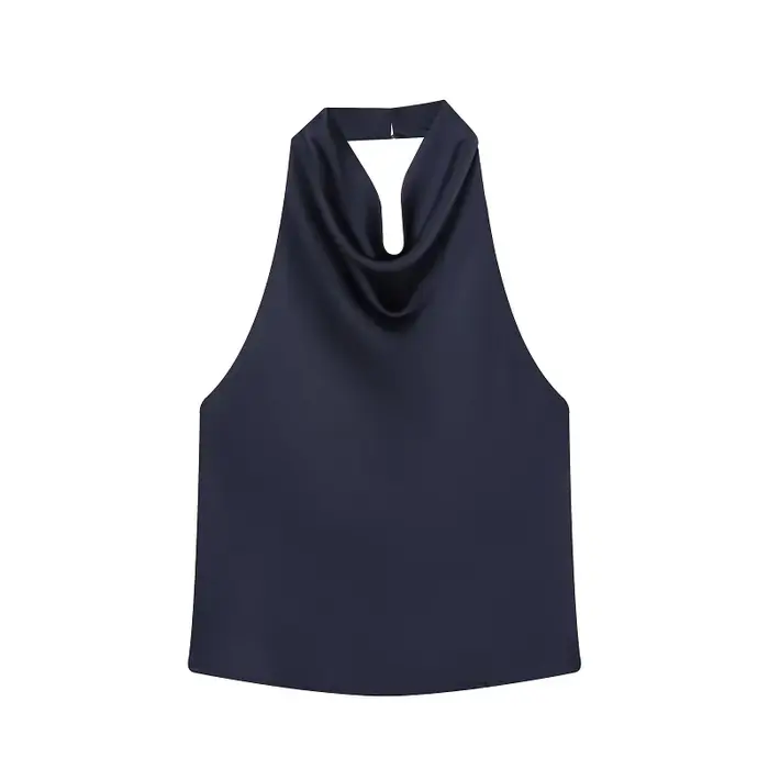 MUJER Satin haut à licou femme 2026 Sexy dos nu hauts pour femmes Camisole épaules nues