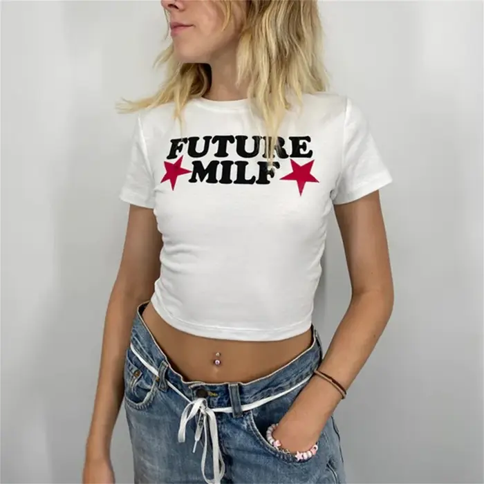 FUTURE MILF-T-shirt court Y2K, mode été, pour bébé