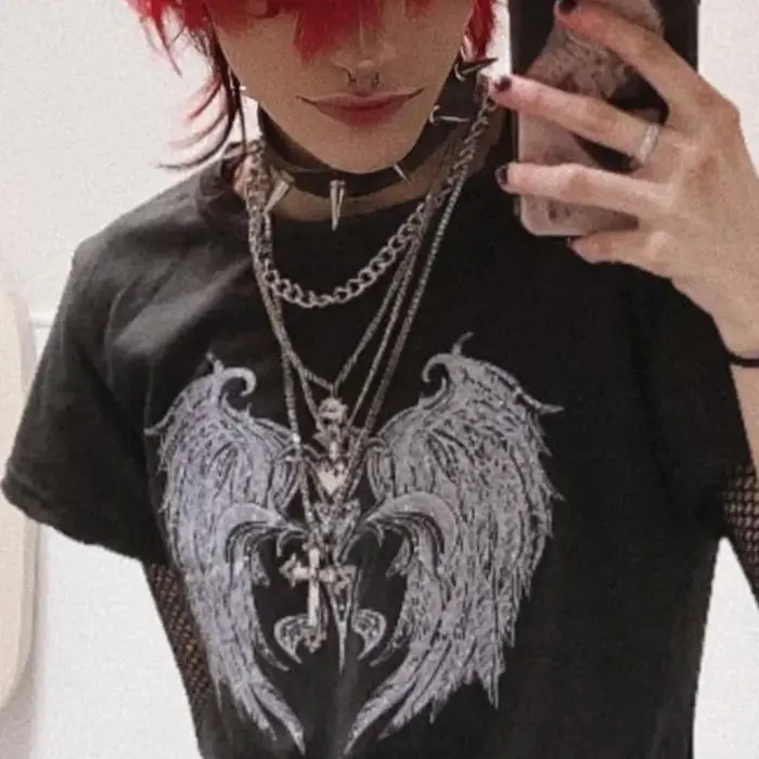 Femme Y2K Vêtements Star Hauts Femmes Tshirt Harajuku Rétro Mode Gothique Manches Courtes Récolte Sexy
