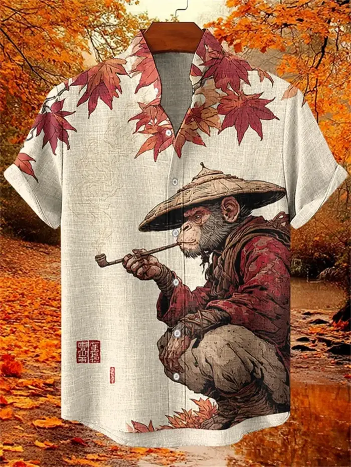 Chemise hawaïenne samouraï pour hommes