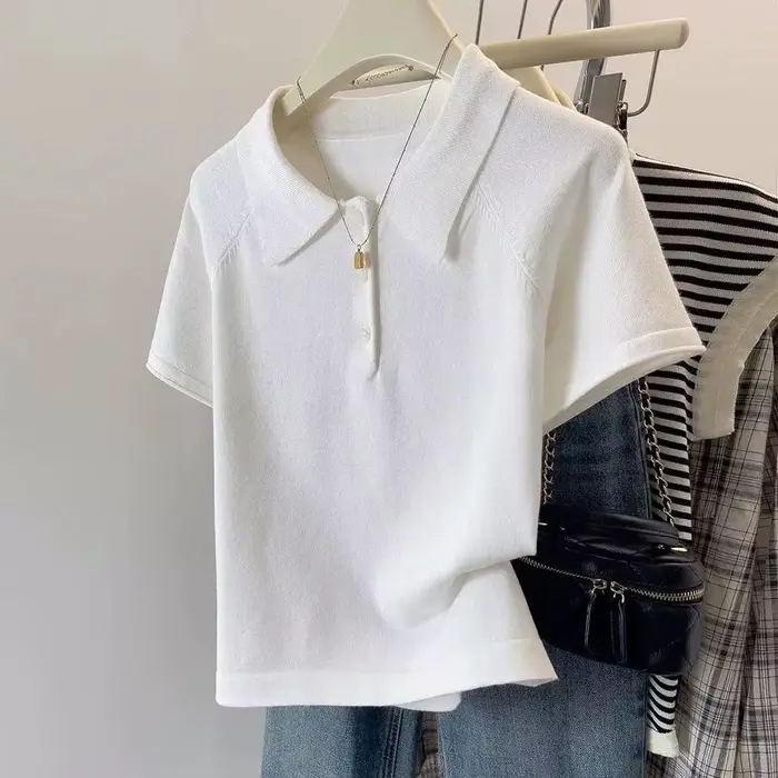 Pulls à manches courtes en tricot pour femmes
