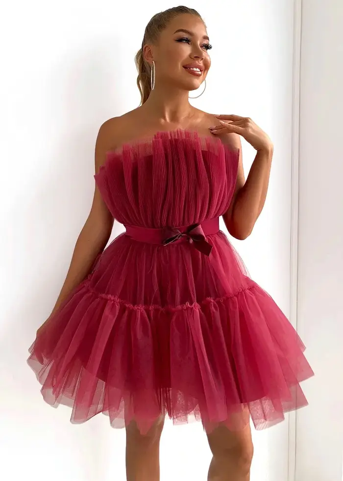 Robe en maille pour femme, haut de poitrine, style nœud, robe pommeau