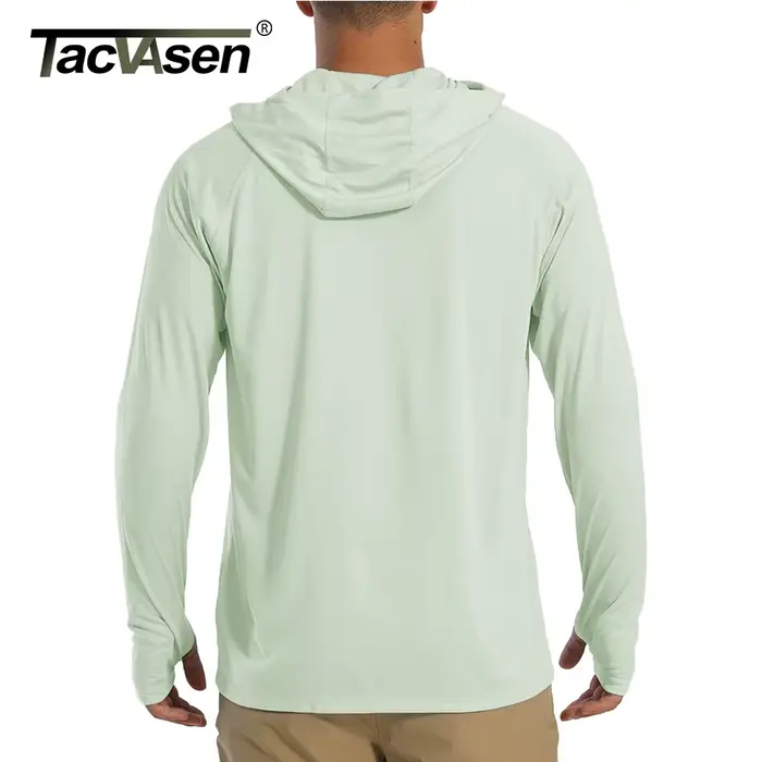 TACVASEN Protection solaire T-Shirts hommes à manches longues à capuche décontracté résistant aux UV