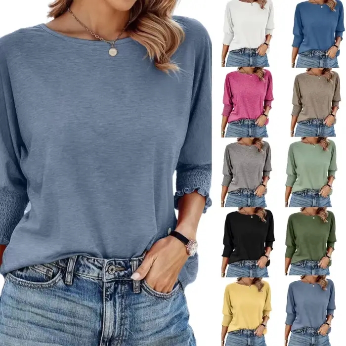 3/4 à manches longues pour femmes mode Blans décontractés