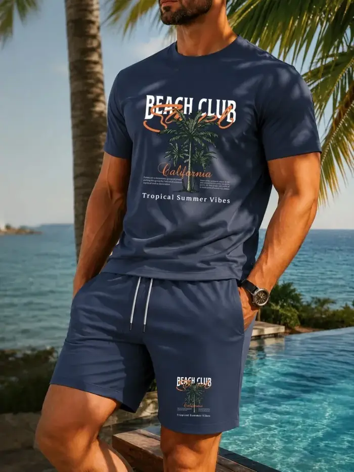Ensemble de t-shirts pour hommes de haute qualité imprimés avec des palmiers de la Californie, le ch