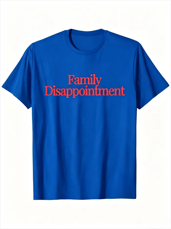 T-shirt graphique « Family Disappointment » avec texte rouge