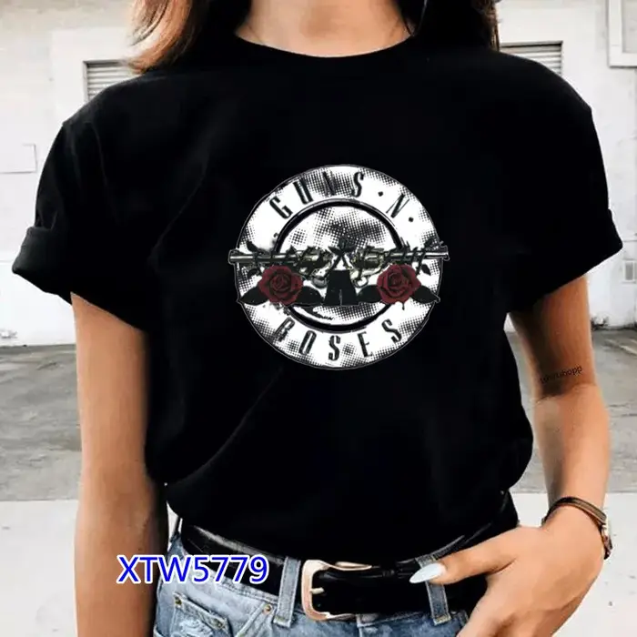 GUNS and Roses groupe de rock t-shirt femmes imprimer surdimensionné streetwear