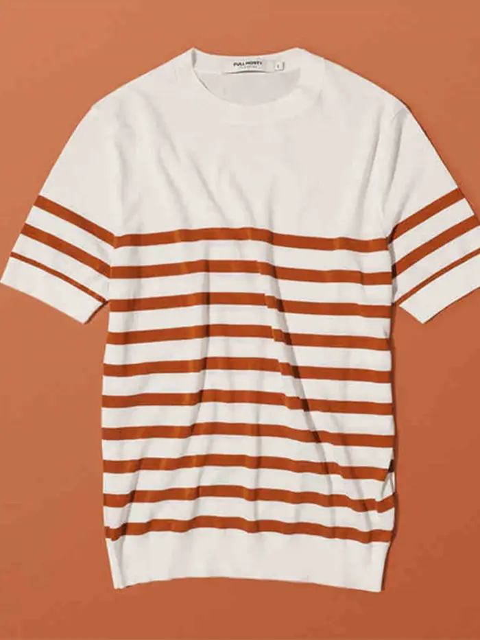 Nouveauté Été 2026 T-shirt pour homme à manches courtes, col rond, tricoté à rayures, style Y2K vint