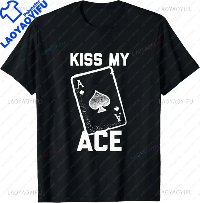 Drôle Poker baiser mon Ace carte de Poker pique T-Shirt Vintage T-Shirt Harajuku Vintage T-Shirt Camisas Streetwear