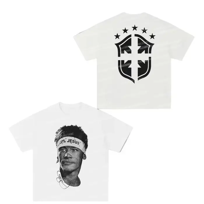 Nouveau Stock 2026 T-shirt Basique Décontracté Respirant à Manches Courtes avec Imprimé Lettres et Dessins Animés Thème Football Rétro