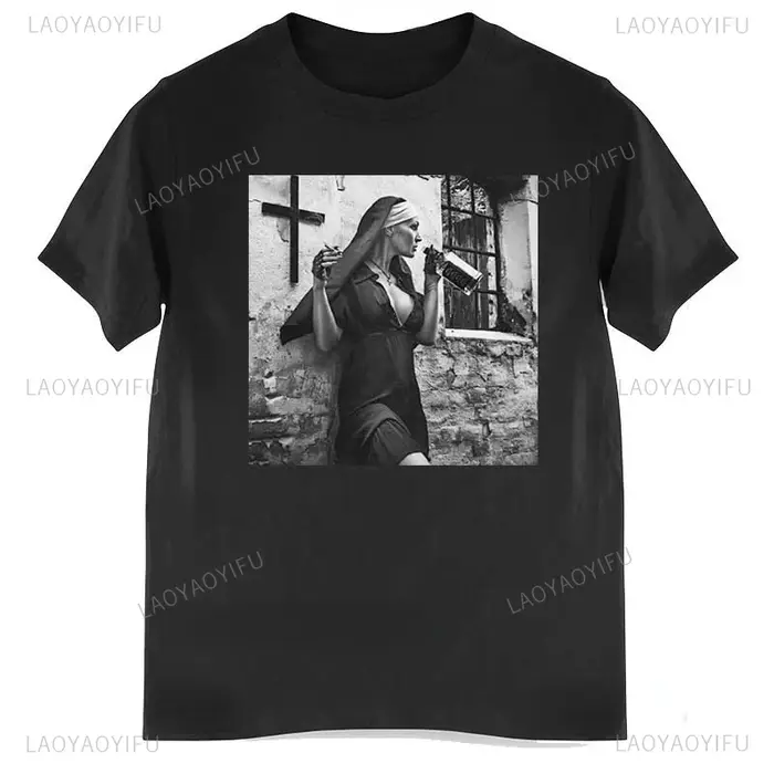 T-shirt en coton avec collier croisé pour hommes, chemise graphique sexy, mode de rue rétro, t-shirt