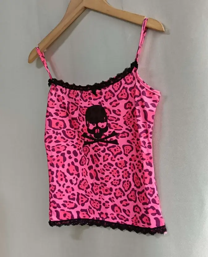 Débardeurs femmes léopard crâne imprimé Sexy Camis Y2k hauts 2025 Ropa Mujer Patchwork dentelle coupe ajustée haut court décontracté mode été gilet