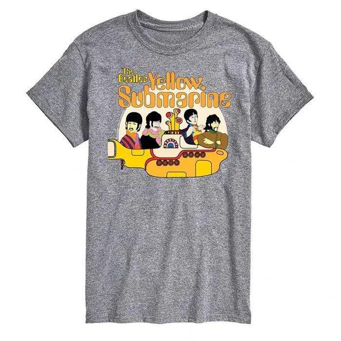 T-Shirt rétro noir en coton avec image de la bande The Beatles Yellow Submarin