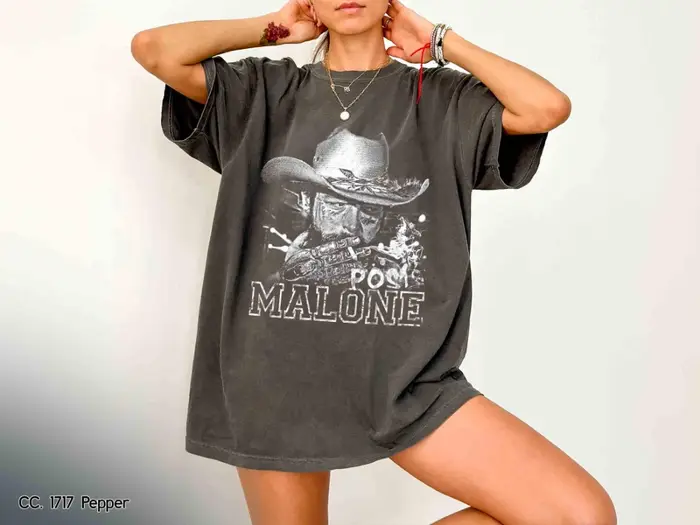 T-shirt Post Malone Smoking : T-shirt à motif musical rap