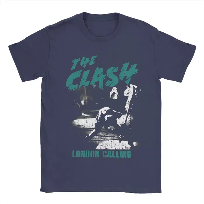 T-shirt The Clash London Calling pour hommes et femmes, t-shirts vintage, col rond, vêtements à manc
