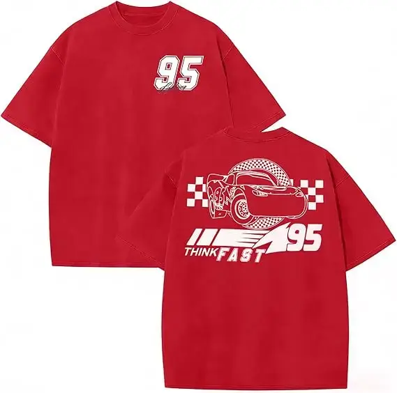 T-shirt de course automobile pour hommes 95 Lightning Racer Y2k, à manches courtes, pour voyage en famille, cadeau original, vêtements pour les amateurs de course automobile