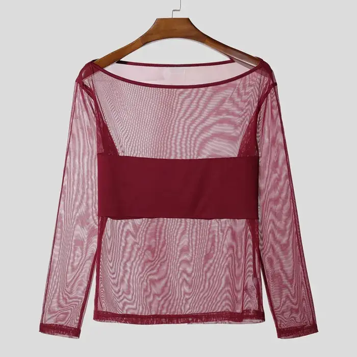 Nouveau T-shirt transparent en maille pour homme