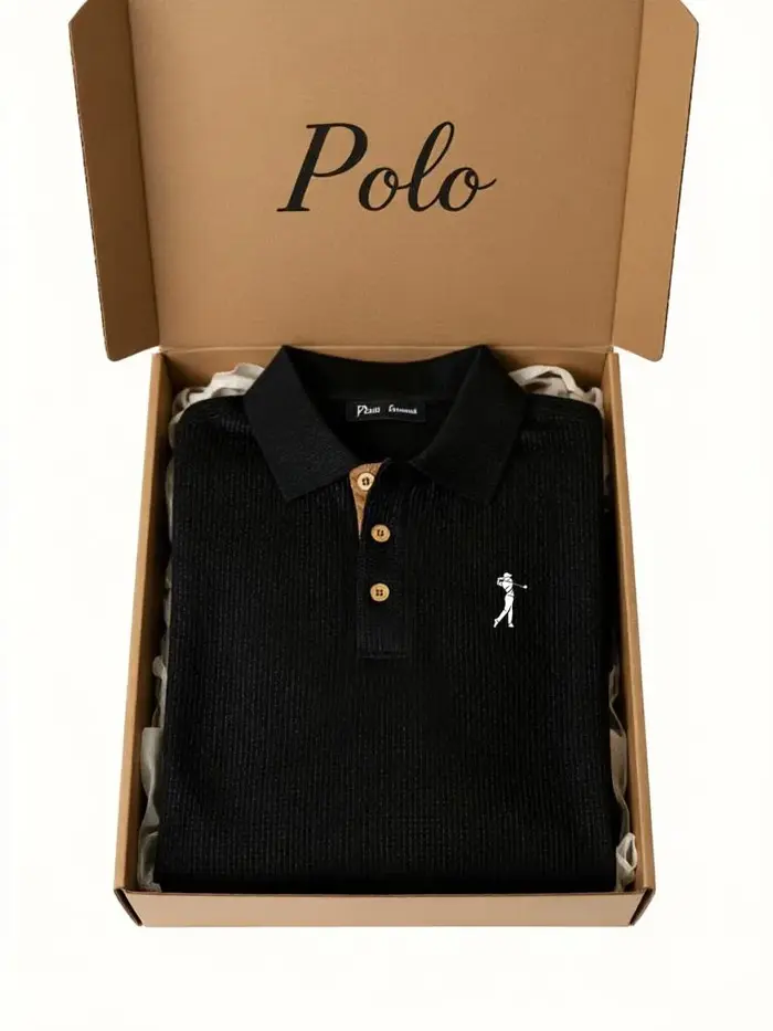 Polo classique pour homme - Tricot de qualité supérieure avec broderie golf