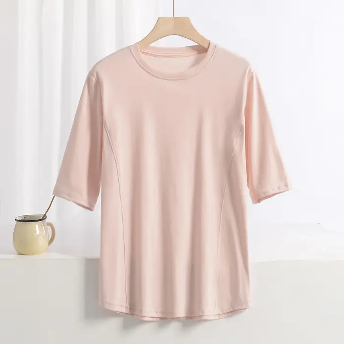 XL à 8XL grande taille t-shirts col rond T-shirt basique femme couleur unie demi manches été simple
