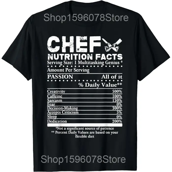 T-shirt humoristique « Chef Definition » pour hommes et femmes, en coton, style streetwear, à manche