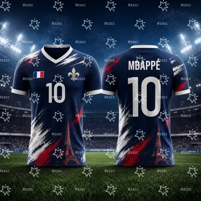 Maillot de football Mbappé N°10 France 2026 – Kit Match & Entraînement – T-shirt Sportif d'été pour 