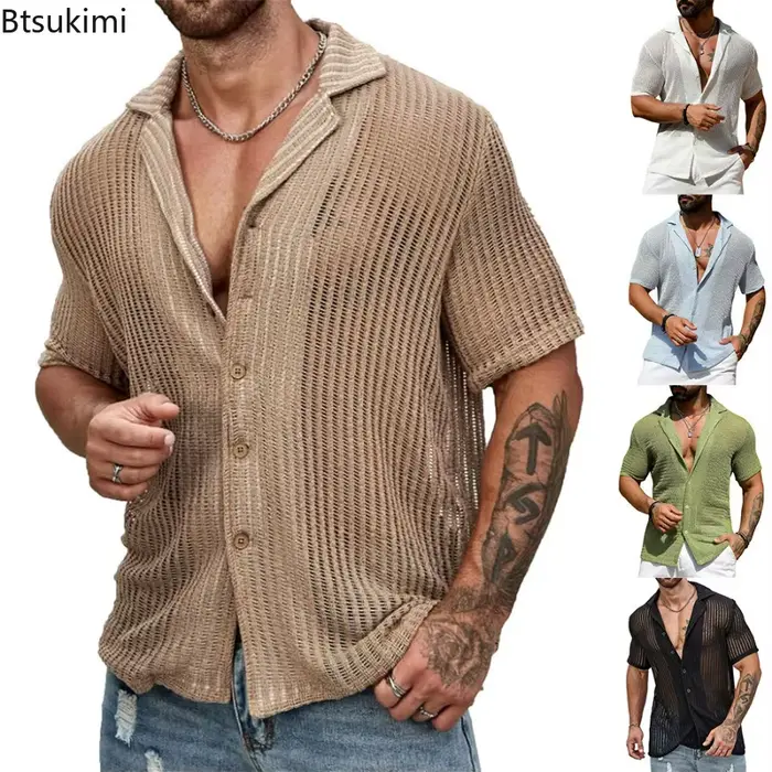 Polo uni en tricot à manches courtes pour hommes