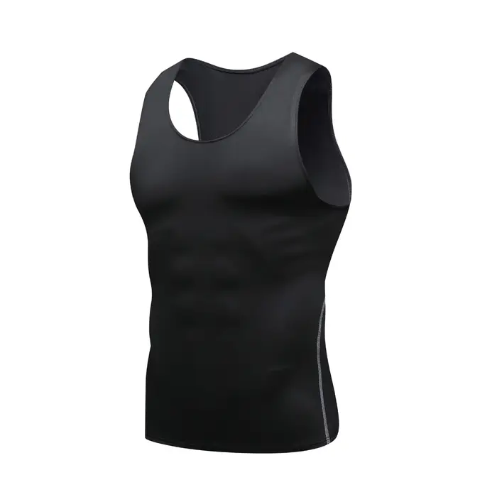 Nouveau T-shirt extensible ajusté sans manches pour hommes