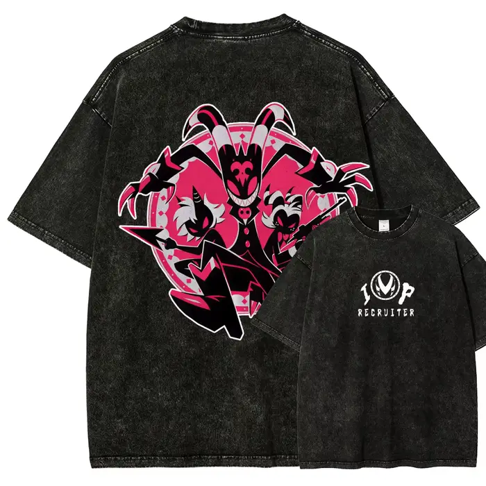 T-shirt unisexe, nouveau modèle, lavé, Helluva Boss, Anime Lover, vêtements pour toute l'année, vête