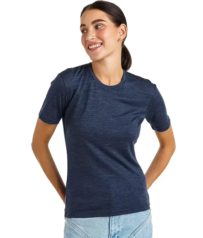 T-shirt à manches courtes en laine mérinos pour femme