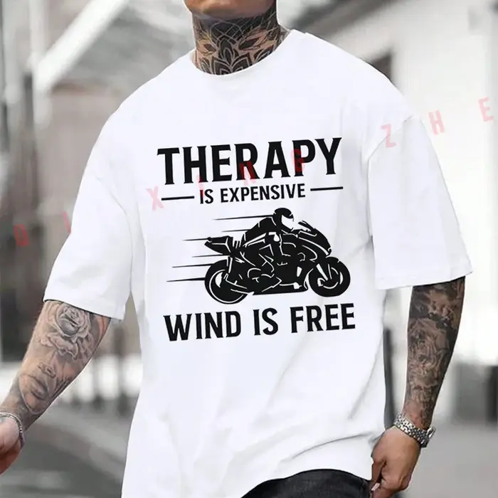 T-shirt graphique noir pour motard
