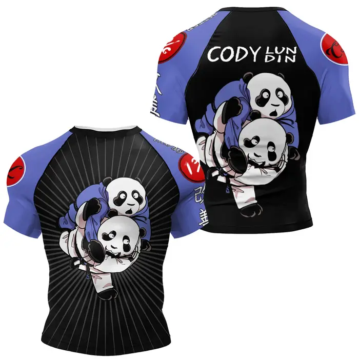 Conception populaire personnelle Sublimation à manches courtes noir No Gi BJJ Jiu Jitsu Rashguard co