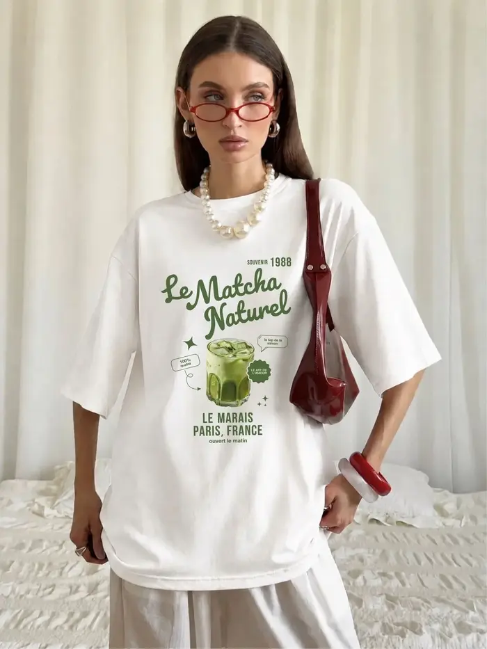 T-shirt oversize imprimé MATCHA pour femme