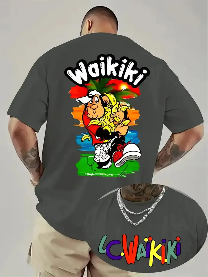 T-shirt en coton pour hommes Waikiki T-shirts graphiques de Surf hawaïen