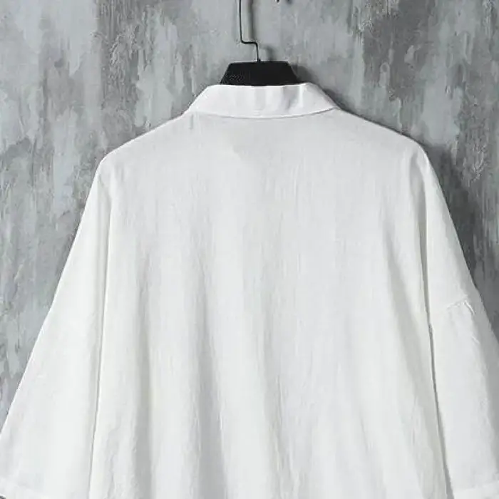 Chemise à col mandarin unie légère pour homme